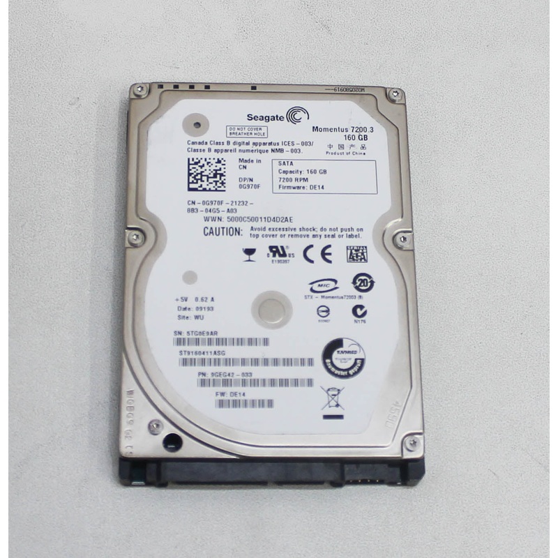 ST9160411AS 160Gb 7.2K 2.5 Inch Sata 1.5Gbps Compatible With SEAGATE