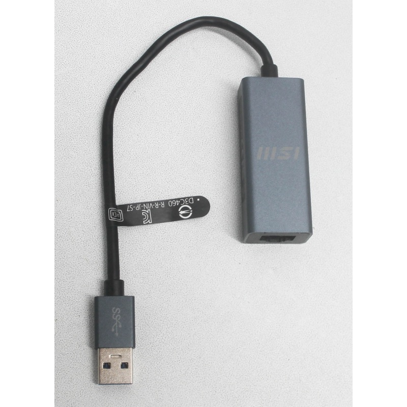 OS1-PS63001-000 Dongle Usb 3.1 To Rj45 Adapter Gray Compatible With MSI