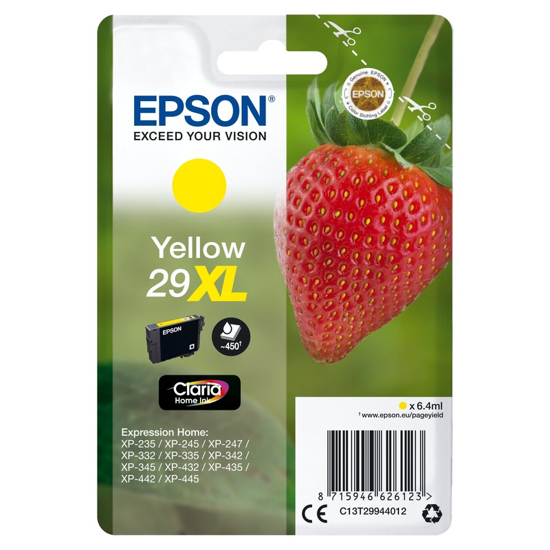 Epson C13T29944012/29XL Ink cartridge yellow high-capacity, 450 pages ISO/IEC 19752 6,4ml for Epson XP 235/335