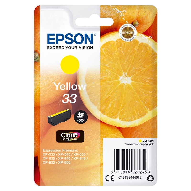 Epson C13T33444012/33 Ink cartridge yellow, 300 pages ISO/IEC 19752 4,5ml for Epson XP 530