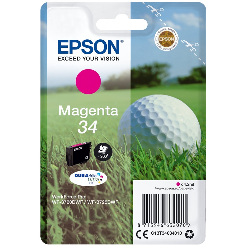 Epson C13T34634010/34 Ink cartridge magenta, 300 pages 4,2ml for Epson WF-3720