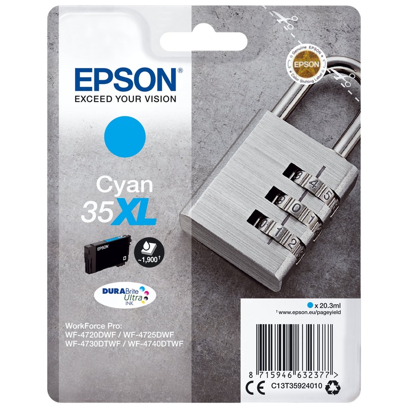 Epson C13T35924010/35XL Ink cartridge cyan high-capacity, 1.9K pages 20,3ml for Epson WF-4720