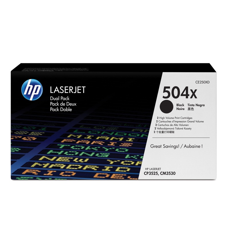HP CE250XD/504X Toner cartridge black high-capacity twin pack, 2x10.5K pages ISO/IEC 19798 Pack=2 for HP CLJ CP 3525
