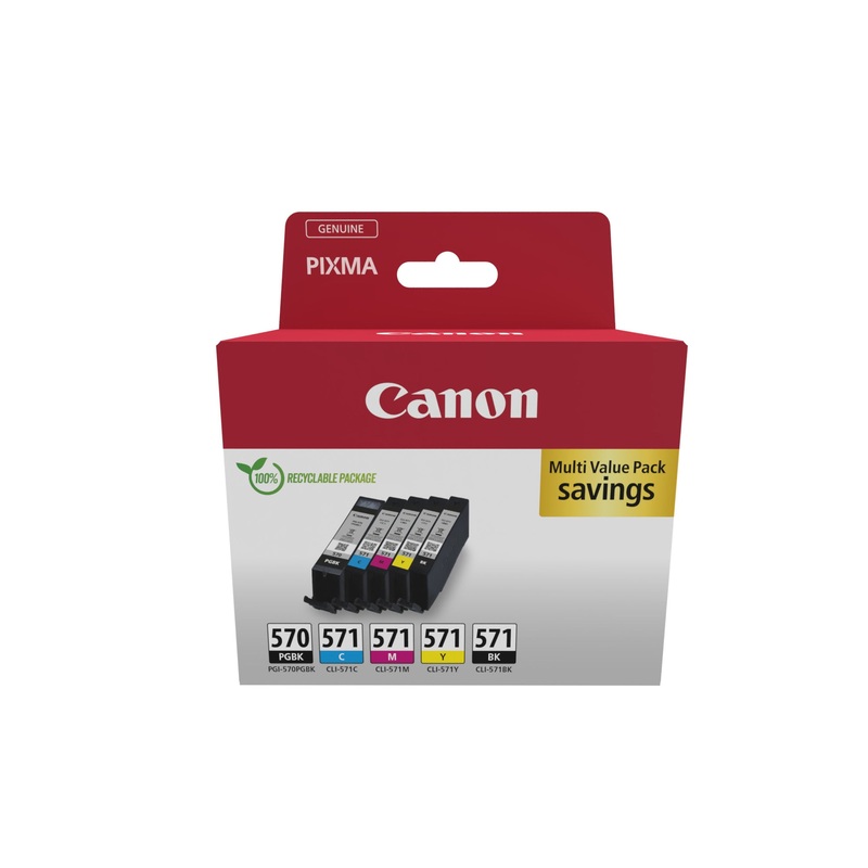 Canon 0372C006/PGI-570CLI-571 Ink cartridge multi pack 1xPGI BK + 1xCLI Bk,C,M,Y 15ml + 4x7ml Pack=5 for Canon Pixma MG 5750/7750