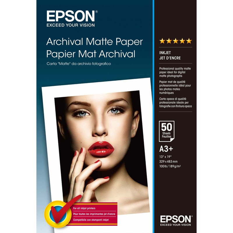 Epson Archival Matte Paper, DIN A3+, 189g/m, 50 Sheets