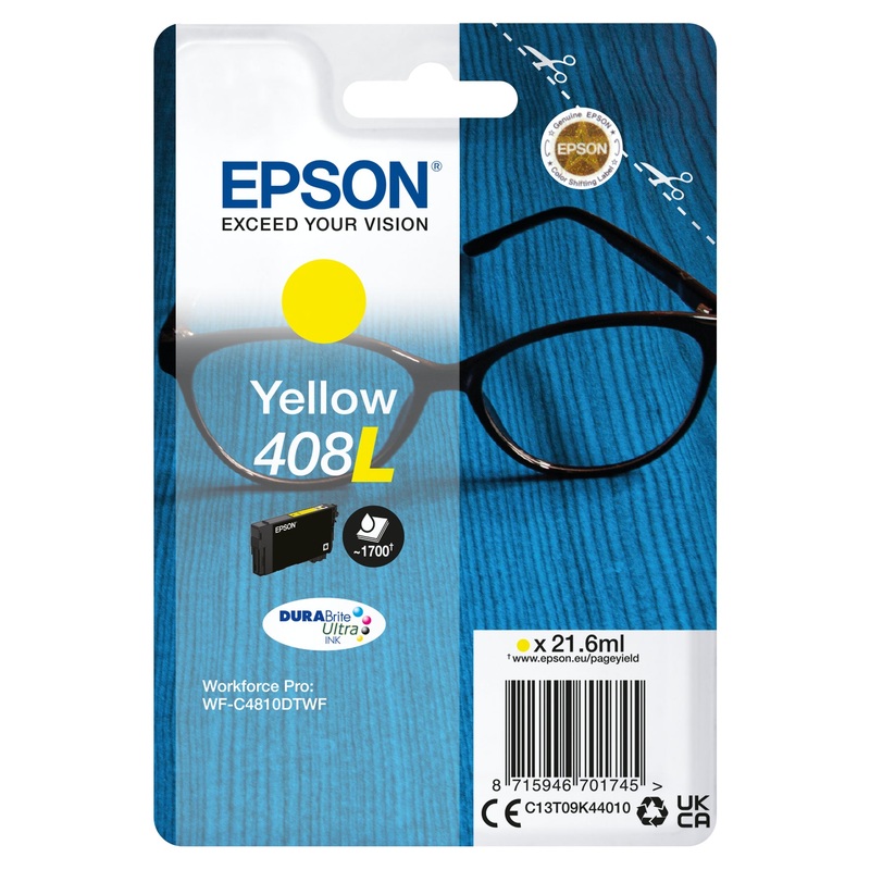 Epson C13T09K44010/408L Ink cartridge yellow high-capacity, 1.7K pages 21,6ml for Epson WF-C 4810