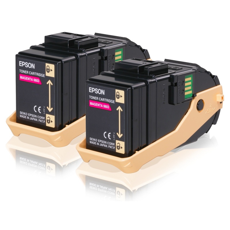 Epson C13S050607/0603 Toner cartridge magenta, 2x7.5K pages Pack=2 for Epson Aculaser C 9300 N