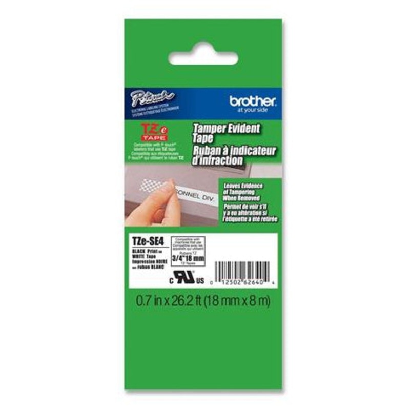 Brother TZE-SE4 DirectLabel black on white Laminat 18mm x 8m for Brother P-Touch TZ 3.5-12mm/18mm/6-18mm/6-24mm/6-36mm
