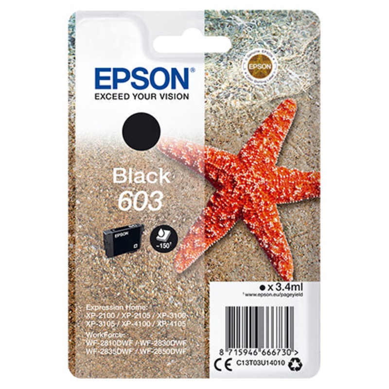 Epson C13T03U14010/603 Ink cartridge black, 150 pages 3.4ml for Epson XP 2100