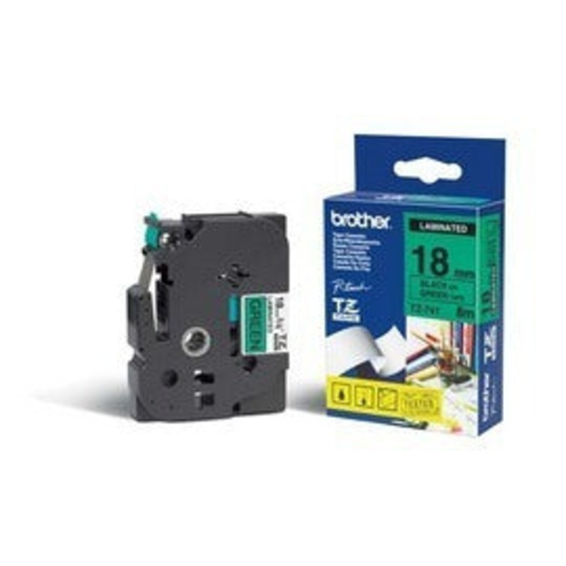 Brother TZE-741 DirectLabel black on green Laminat 18mm x 8m for Brother P-Touch TZ 3.5-18mm/36mm/6-18mm/6-24mm/6-36mm