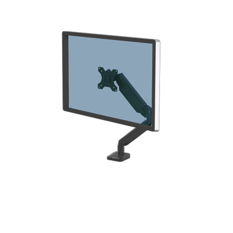 Fellowes Platinum Series Monitor Arm - Monitor Mount for 8KG 40 Inch Screens - Adjustable Monitor Desk Mount - Tilt 45 Pan 180 Swivel 360 Rotation 360, VESA 75 x 75/100 x 100 - Black