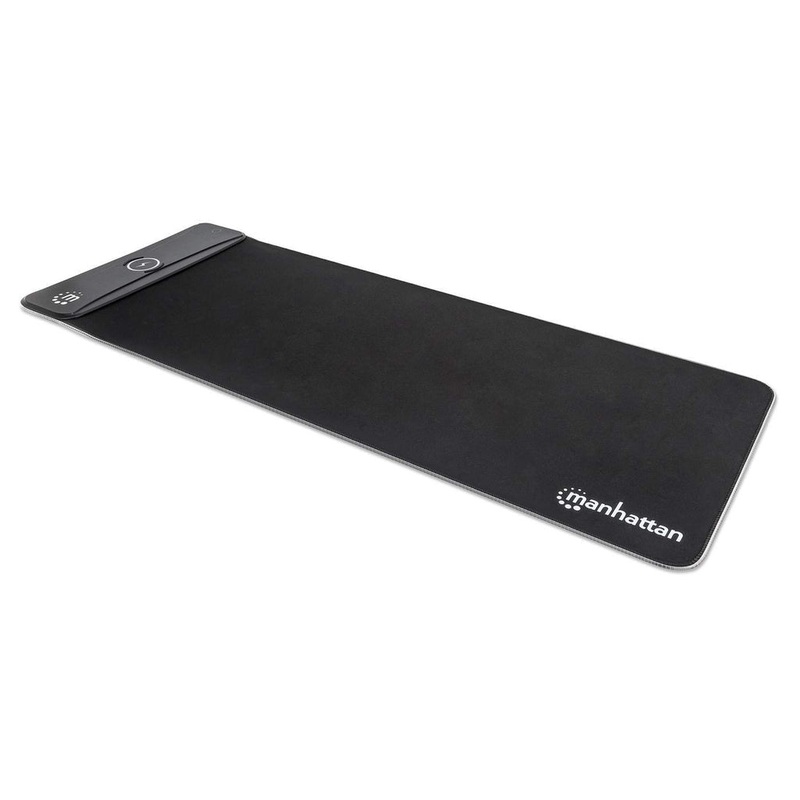 Manhattan XXL RGB LED Gaming Mousepad with Wireless Charger (10W) Smooth Top Surface Mat, Micro-textured surface for ultra-high precision with optical and laser mice (800x350x3mm), Adjustable Color-LED Lighting Modes, Non Slip Base,Water Resistant,Lifetim