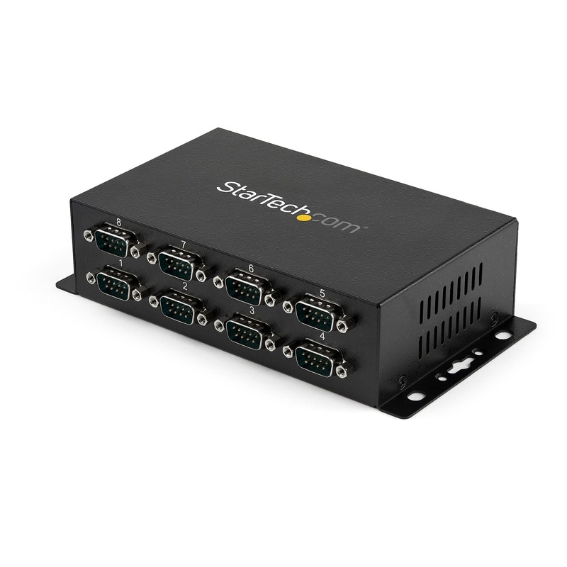 StarTech.com 8 Port USB to DB9 RS232 Serial Adapter Hub  Industrial DIN Rail and Wall Mountable