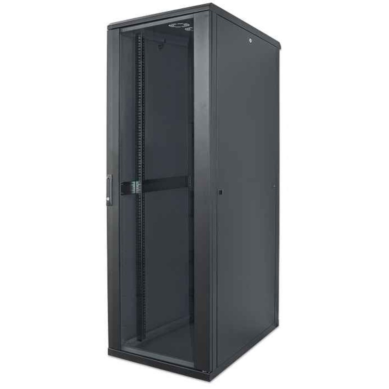 Intellinet 19" Network Cabinet - Free Standing, 42U, 600x800mm (width x depth), Black, Flatpack, Max 1500kg, Multi-Point Door Lock, One Lock Per Side Panel, Usable Depth 123 to 573mm, IP20 rated, Rack, Steel