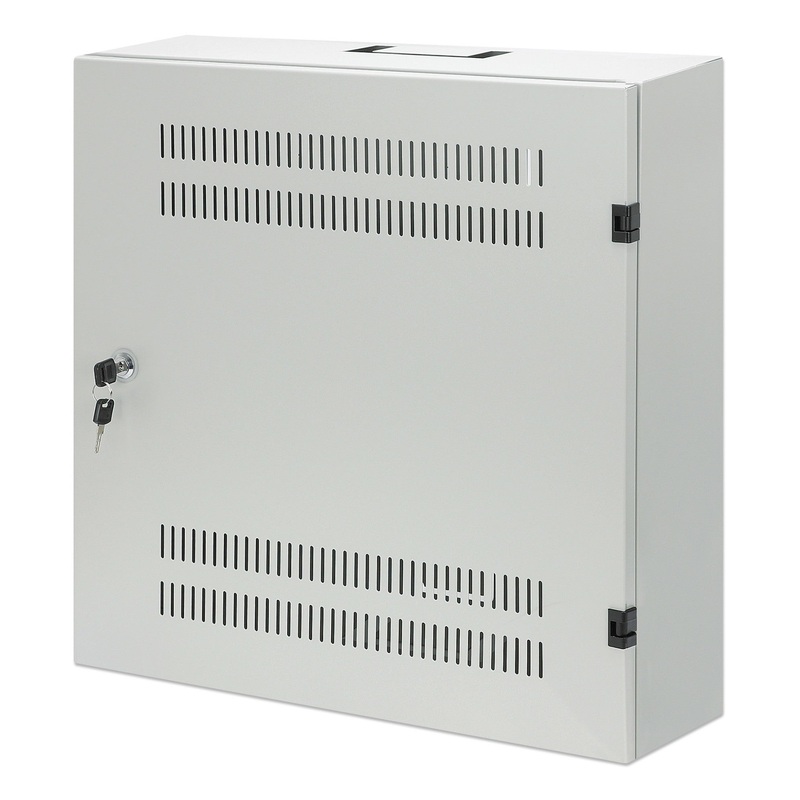 Intellinet Low-Profile 19" Wall Mount Cabinet with 4U Horizontal and 2U Vertical Rails Slim, Space-saving Enclosure with Only 170 mm (6.7 in.) Depth, Ideal for AV, Multimedia and Surveillance Applications, Assembled, Gray RAL 7035