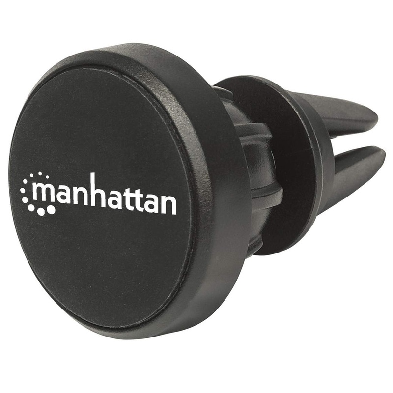 Manhattan Magnetic Car Air-Vent Phone Mount, Adjustable Clip-on, Quick Attach and Release, Non-Skid Pad, Black, Lifetime Warranty, Boxed