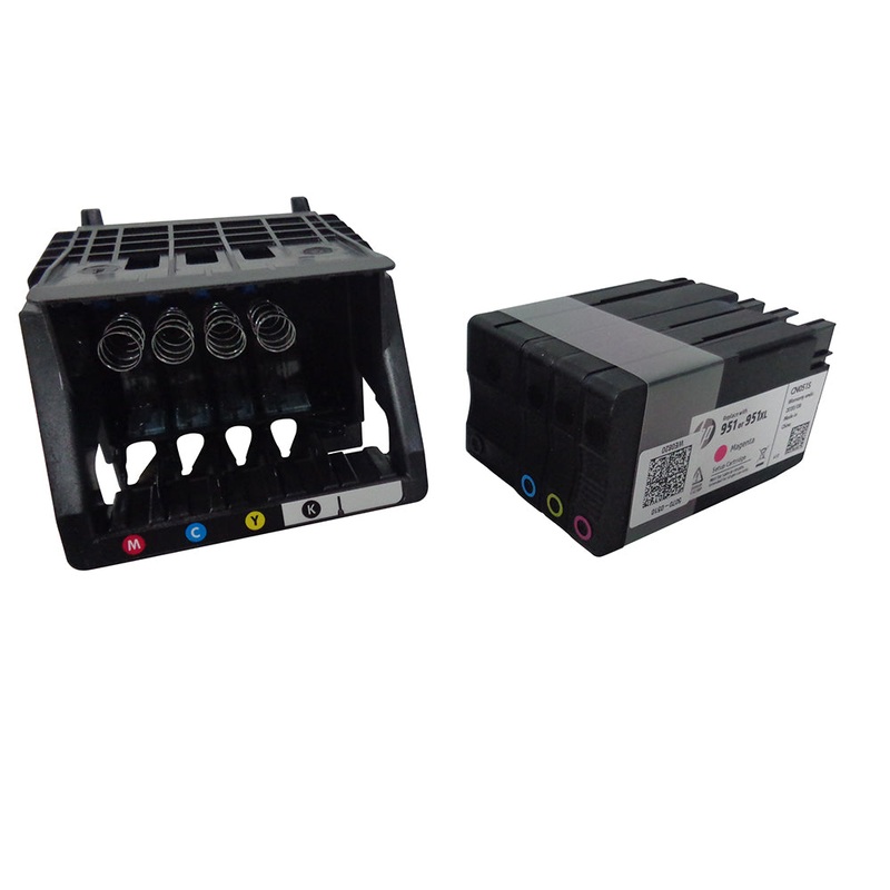 New Genuine HP CR321A CR322A Printhead w/ 950 951 Setup Ink Cartridges