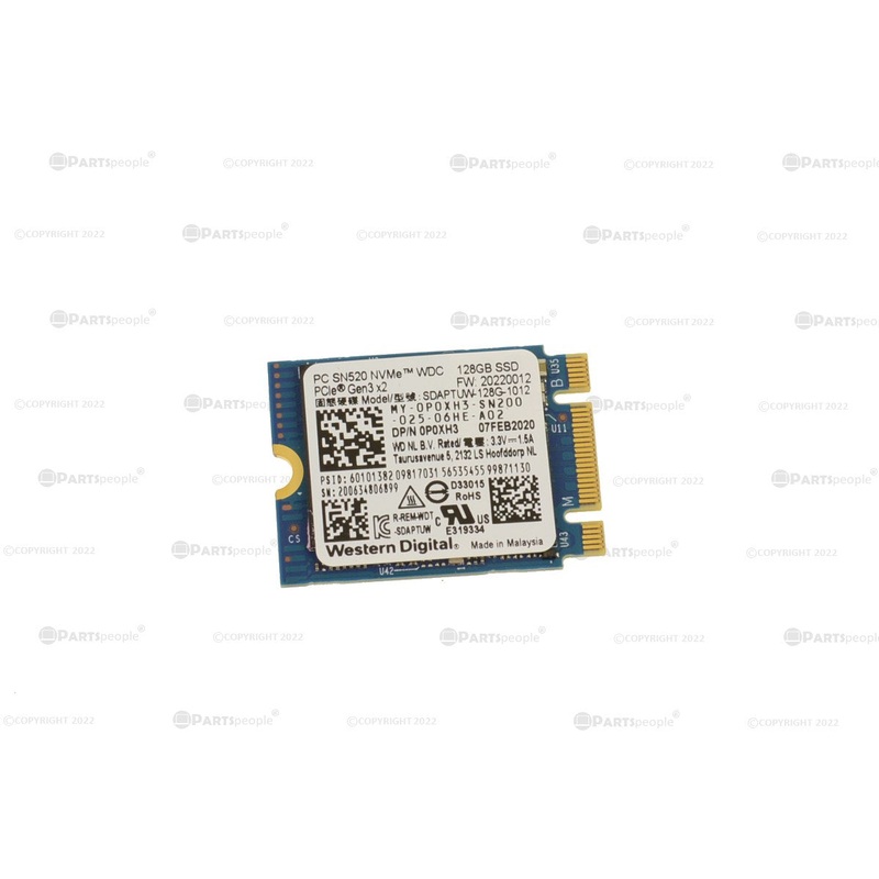 Used Western Digital 128GB NVMe PCIE SSD Hard Drive M.2 2230 Card 128GB P0XH3