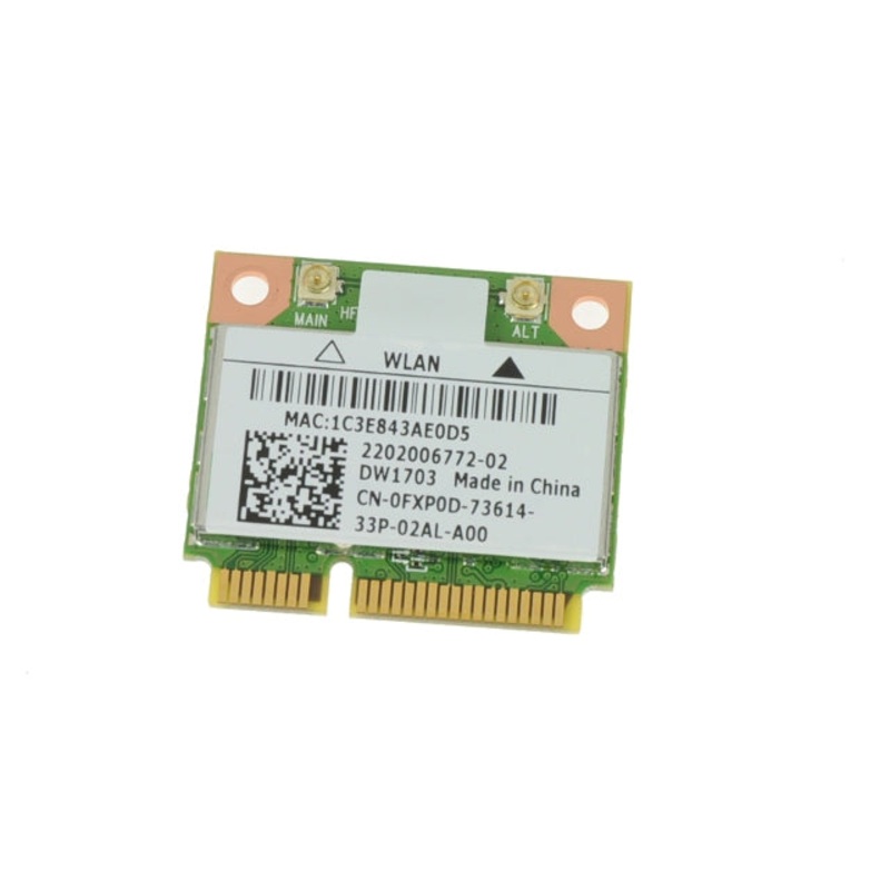 Used Dell OEM Wireless DW1703 WLAN WiFi 802.11 b/g/n  Bluetooth Half-Height Mini-PCI Express Card FXP0D