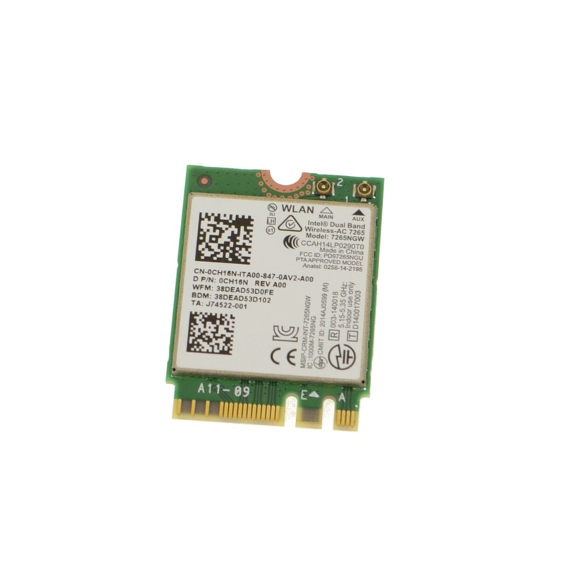 Used Intel Wireless-AC 7265 Dual Band WLAN WiFi 802.11 ac/a/b/g/n  Bluetooth 4.0 M.2 Card CH16N
