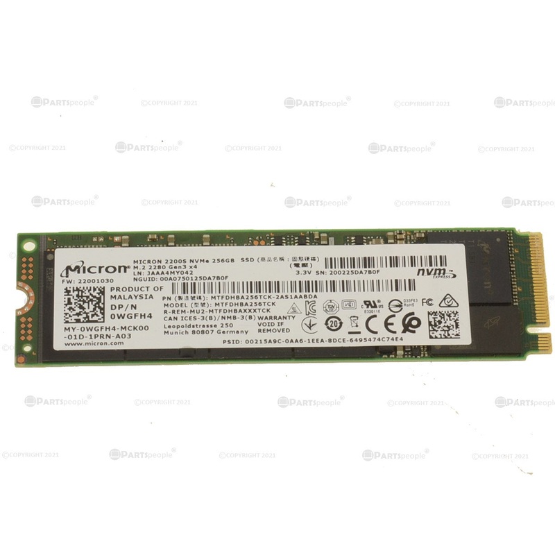 Used Micron 2200S 256GB NVMe PCIE SSD Hard Drive M.2 2280 Card 256GB WGFH4