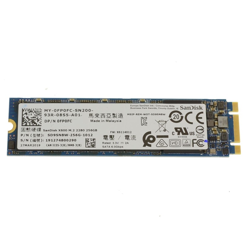 Used San Disk X600 256GB SATA SSD Hard Drive M.2 2280 Card 256GB FP0FC