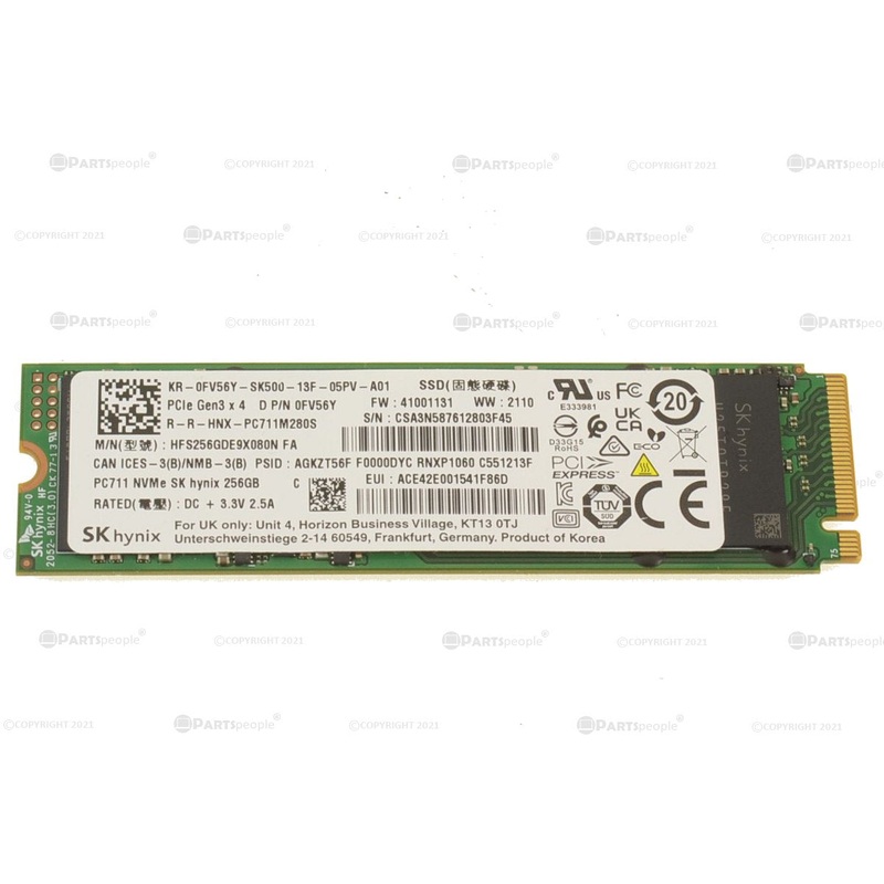 Used SK Hynix 256GB NVMe PCIE SSD Hard Drive M.2 2280 Card 256GB FV56Y