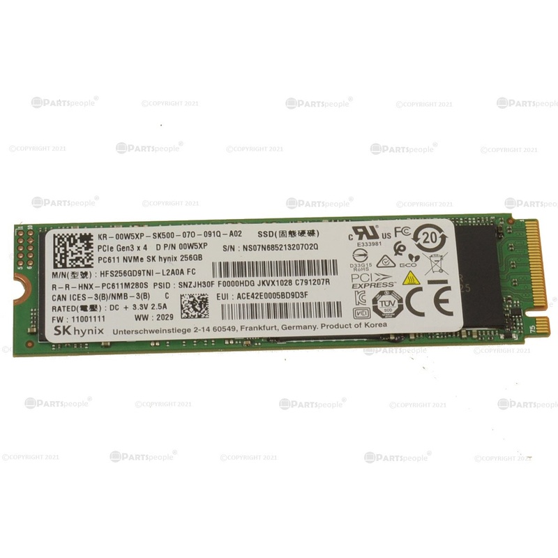 Used SK Hynix 256GB NVMe PCIE SSD Hard Drive M.2 2280 Card 256GB PC611 0W5XP