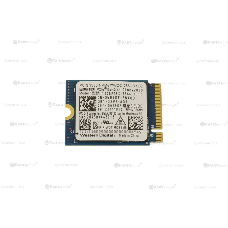 Used Western Digital 256GB NVMe PCIE SSD Hard Drive M.2 2230 Card 256GB WR90F