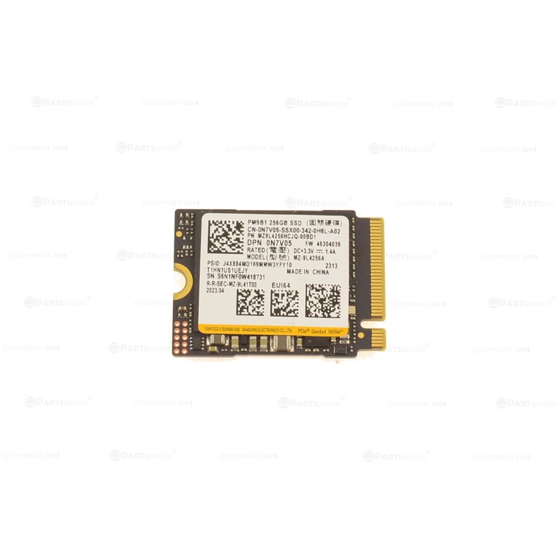 Used Samsung 256GB NVMe PCIE SSD Hard Drive M.2 2230 Card 256GB N7V05