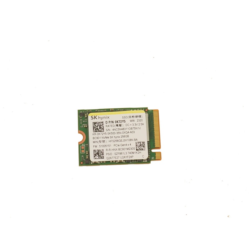 Used SK Hynix 256GB NVMe PCIE SSD Hard Drive M.2 2230 Card 256GB K72Y5