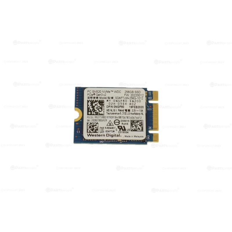 Used Western Digital 256GB NVMe PCIE SSD Hard Drive M.2 2230 Card 256GB NGP80