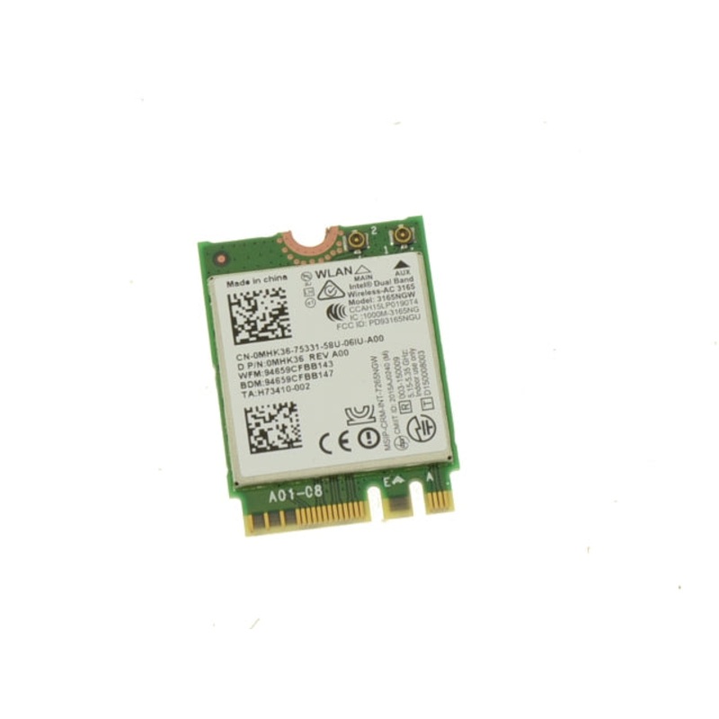 Used Intel Wireless-AC 3165 Dual Band WLAN WiFi 802.11 ac/a/b/g/n  Bluetooth 4.0 M.2 Card MHK36