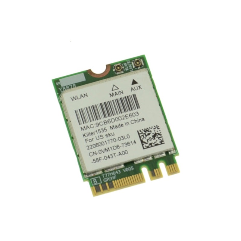Used Killer Wireless N1535 Dual Band WLAN WiFi 802.11 ac/a/b/g/n  Bluetooth 4.0 M.2 Card VM1D6