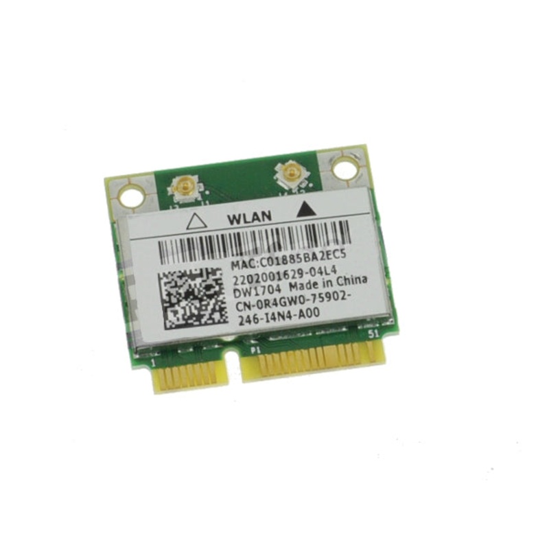 Used Dell OEM Wireless DW1704 WLAN WiFi 802.11 b/g/n  Bluetooth Half-Height Mini-PCI Express Card R4GW0