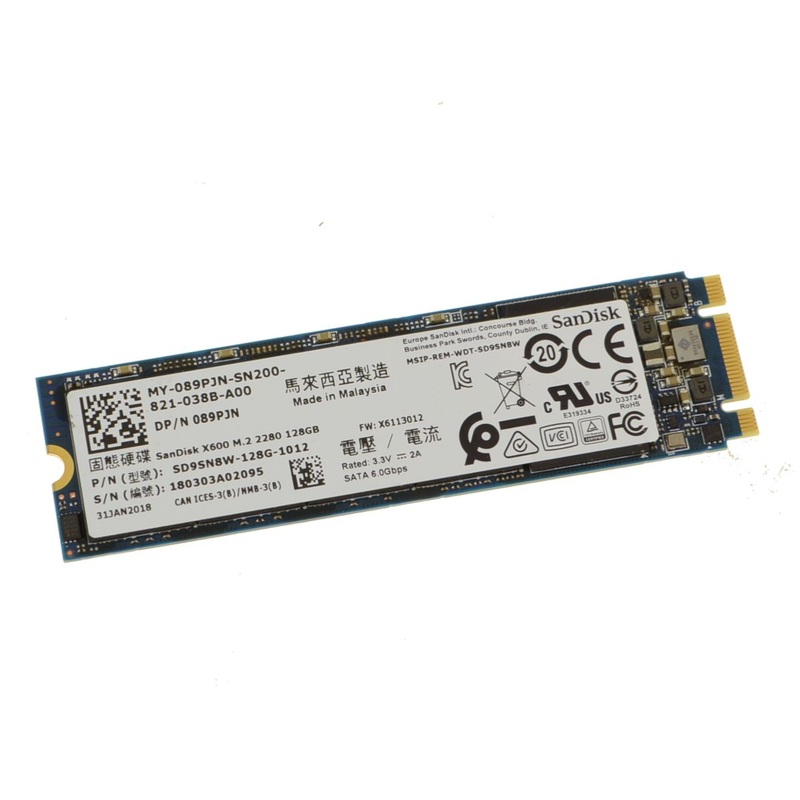 Used San Disk X600 128GB SATA SSD Hard Drive M.2 2280 Card 128GB 89PJN