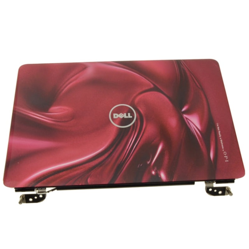 Refurbished Red Swirl Dell OEM Inspiron 1545 1546 15.6" LCD Back Cover Lid Plastic  Hinges XR3M1