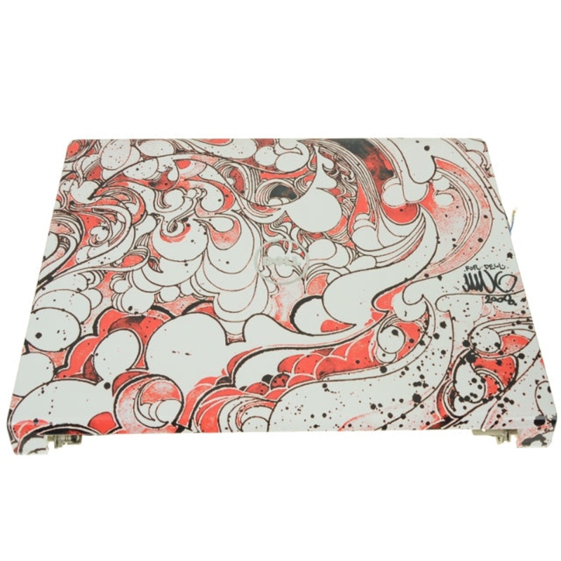 New Dell OEM Studio 1735 17" LCD Back Cover Lid Top Plastic  Hinges N283C Red Swirl