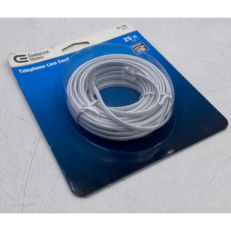 Commercial Electric 25' White Telephone Line Cord 187 503