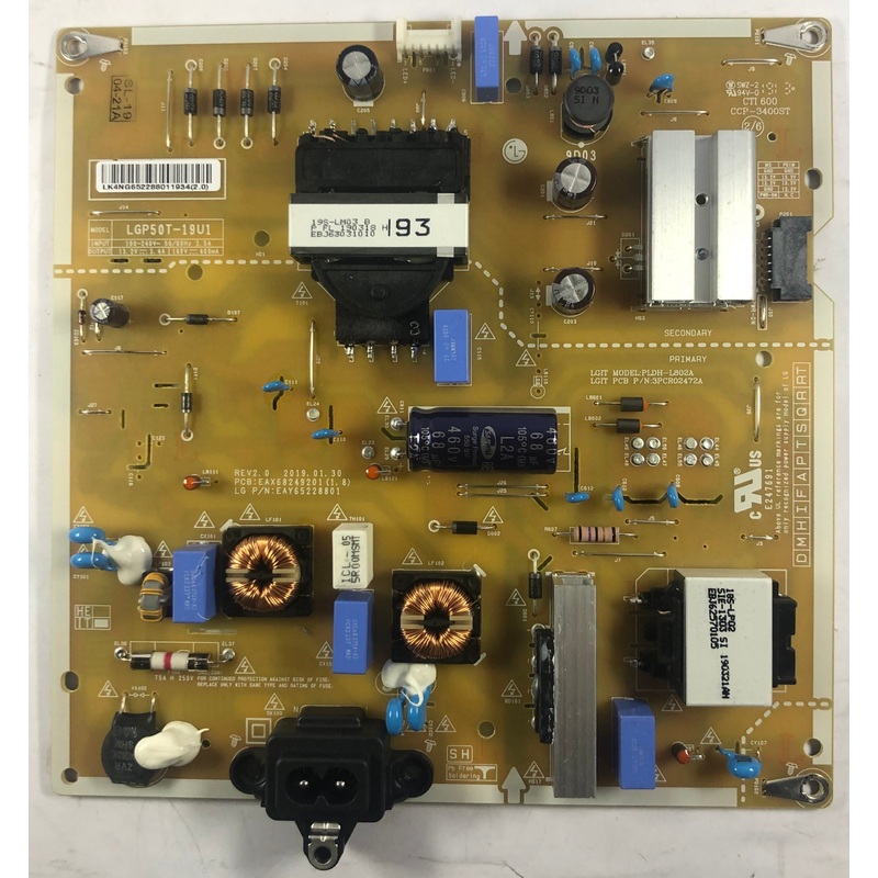 LG 50UM7300PUA 4K LED TV LGP50T-19U1 Power Supply Board- EAY65228801