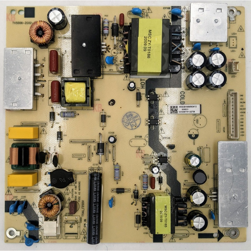 Onn 100012585 LED TV TV5006-ZC02-02 Power Supply Board- 1010397751-02758