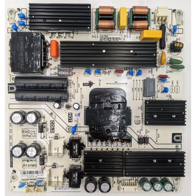 Vizio D65X-G4 4K LED TV PW.176W2.671 Power Supply Board- HV650QUB-N90