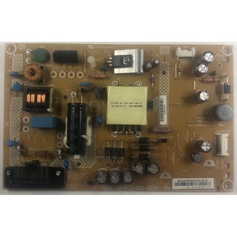Vizio E32H-C1 LED TV 715G6550-P03-000-002H Power Supply Board- PLTVEL301XAFD