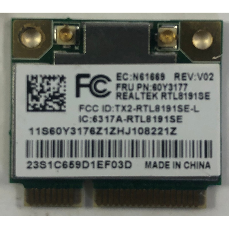 Lenovo ThinkPad T410 Laptop RTL8191SE Wireless-N Half Mini PCIe Wireless Wlan Card- 60Y3177