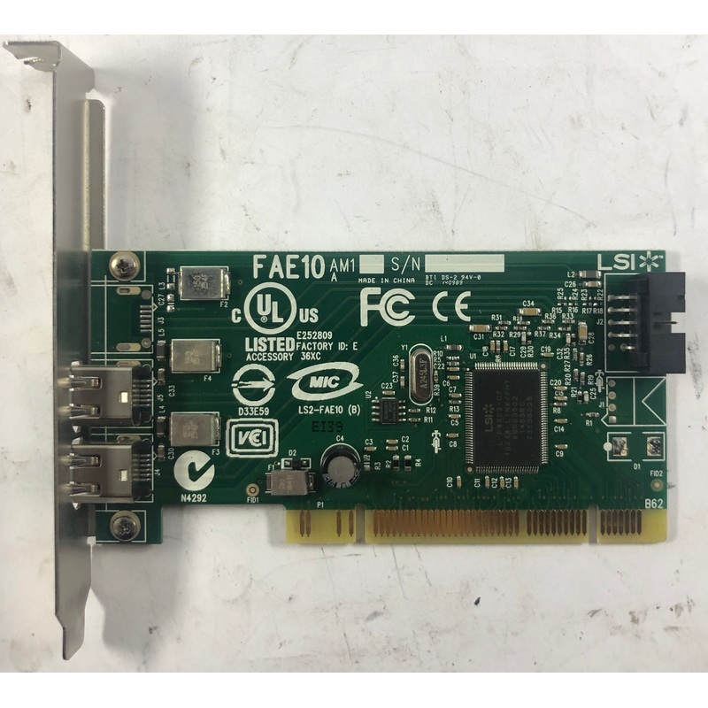 Dell Dual Port FireWire LS2-FAE10 PCI Controller Card- H924H